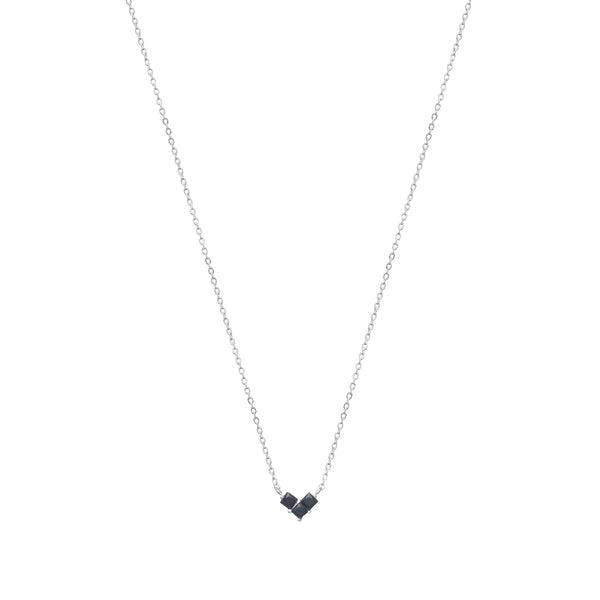 Silver Dual Stone Chain Pendant
