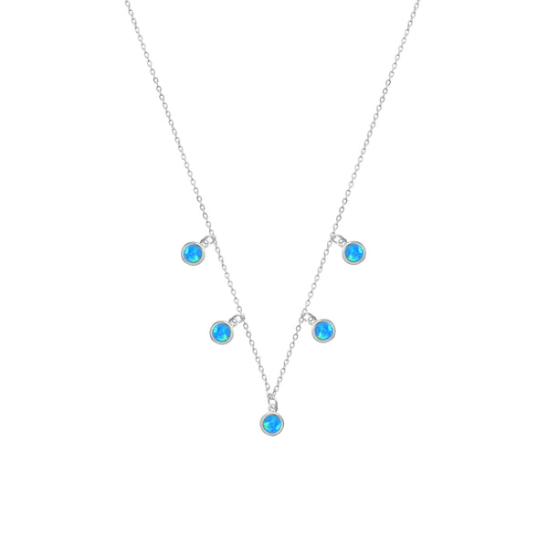 Silver Sky Blue Opal Charm Pendant