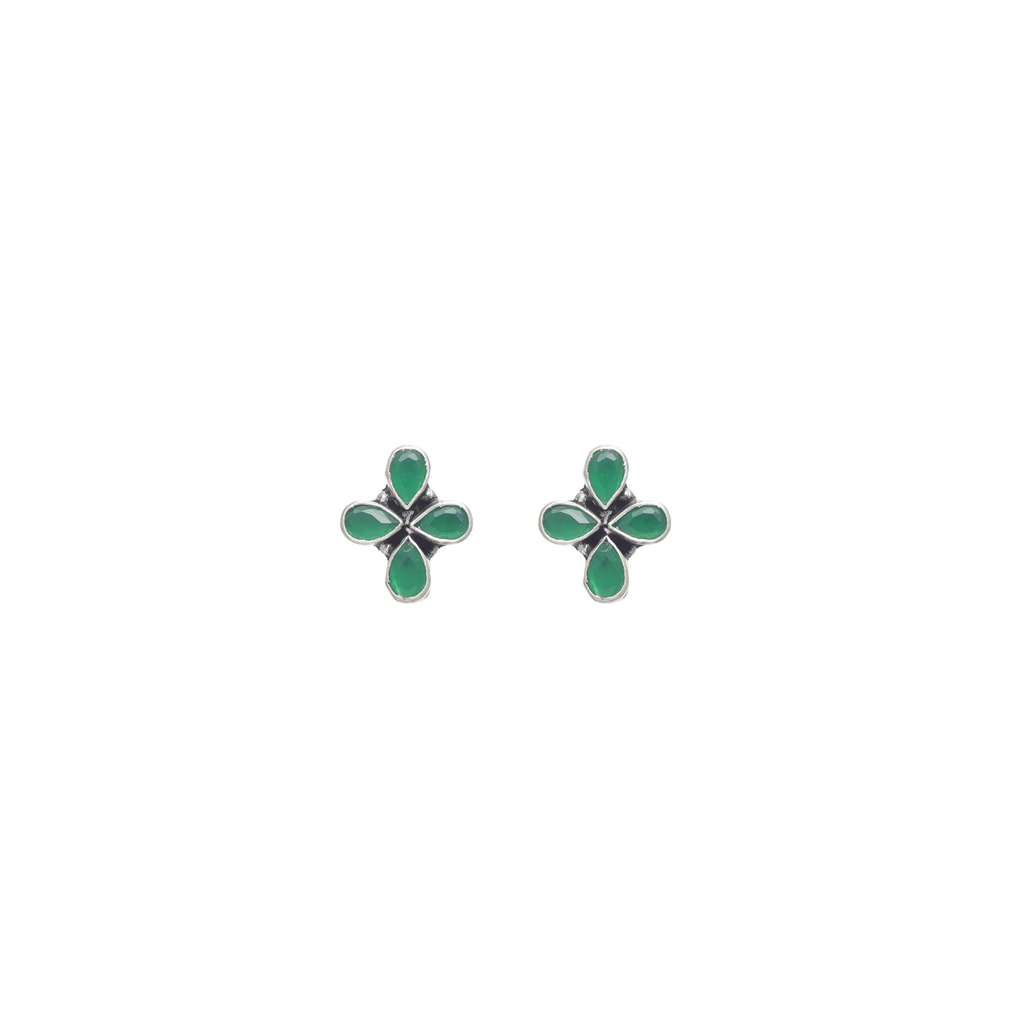 Green Gem Flower Earrings
