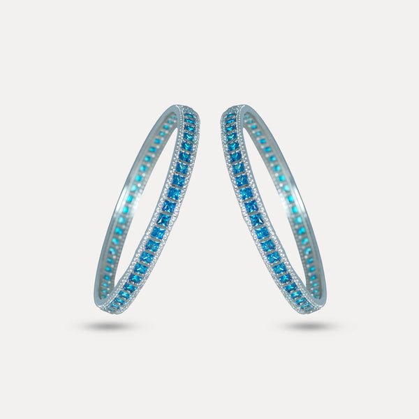 925 Sterling Silver Ocean Blue Radiance Bangles For Women