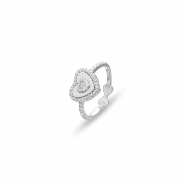 Silver Nested Heart Glow Ring