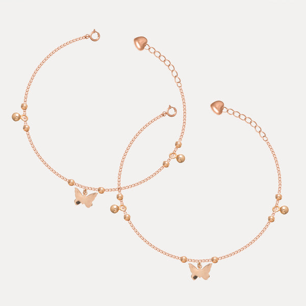 925 Silver Golden Butterfly Anklet