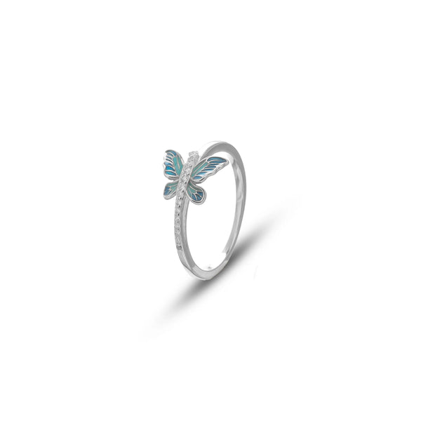 Silver  Azure Wings Butterfly Ring