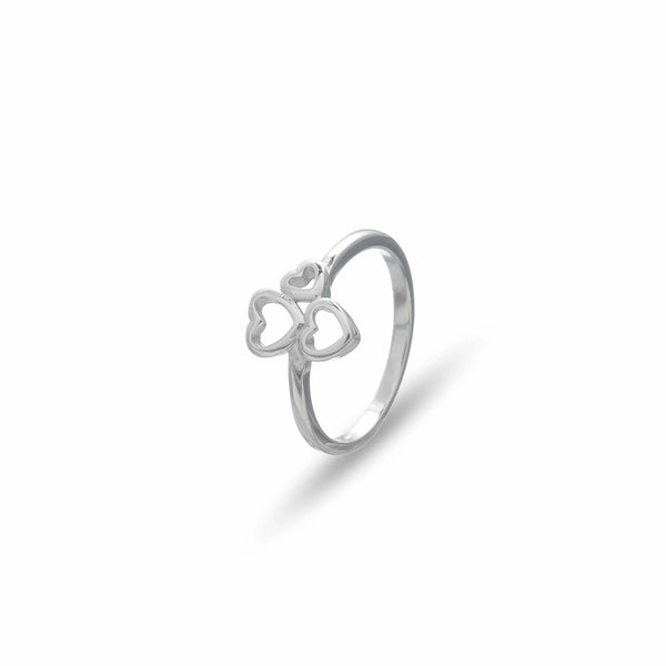 Silver Triple Heart Bloom Ring