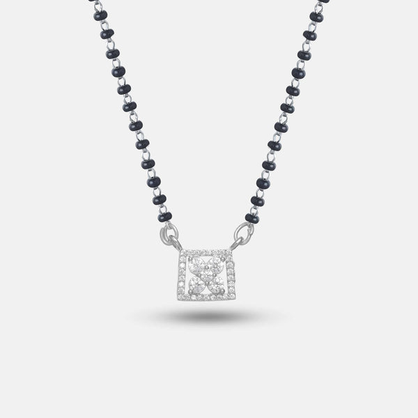 Floral Square Silver Mangalsutra