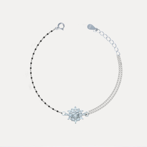 925 Silver Diamond Floral Mangalsutra Bracelet