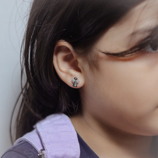 Silver Angel Wing Studs