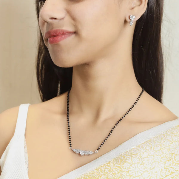 Silver Heartline Spark Mangalsutra Set