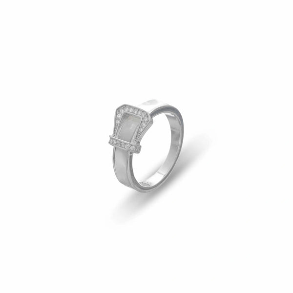 Silver Buckle Charm Ring