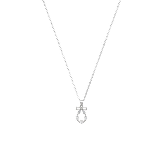 Silver  Crystal Bowdrop Chain Pendant
