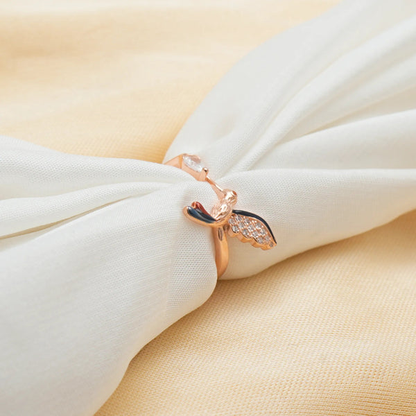 Rose Gold Silver Angel Wing Ring
