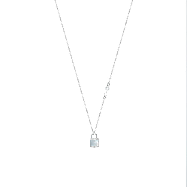 Silver Crystal Lock Chain Pendant