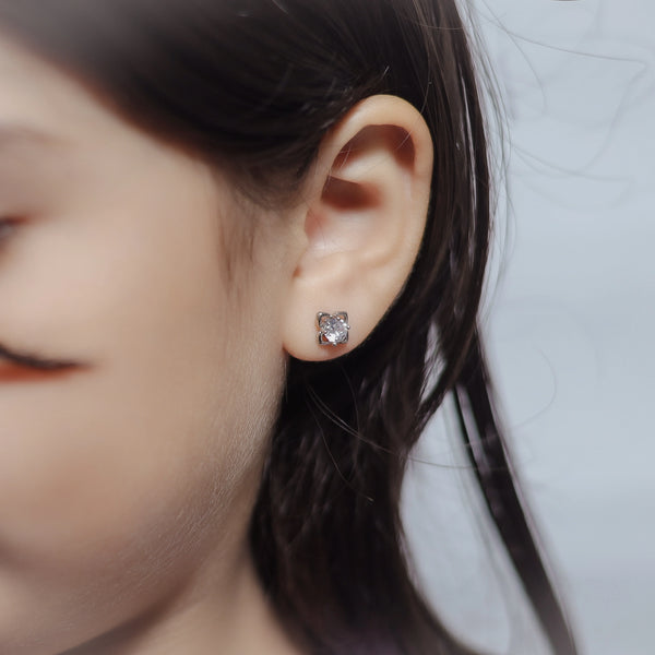 Silver Cushion Cut Studs