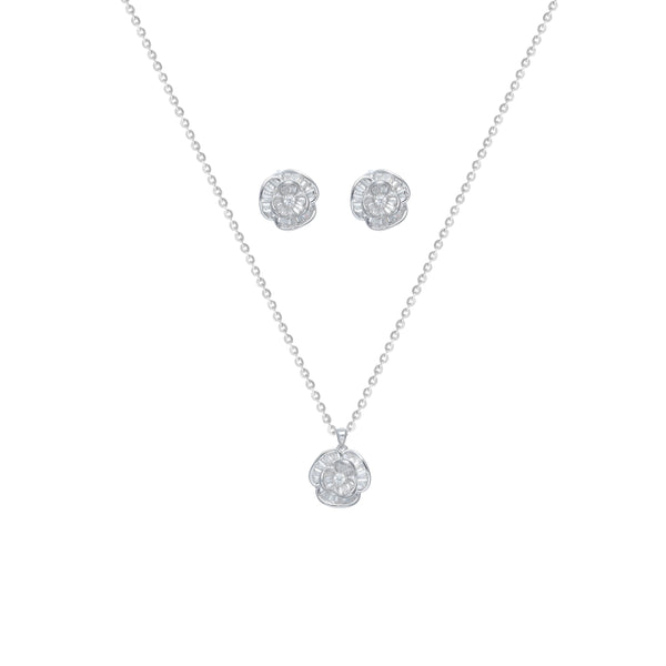 Tassya Blossom Sparkle Pendant – Dainty 925 silver chain with sparkling floral top, perfect for festive and feminine style.