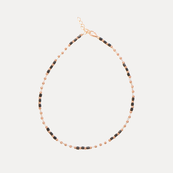 925 Silver Black Bead Minimal Anklet