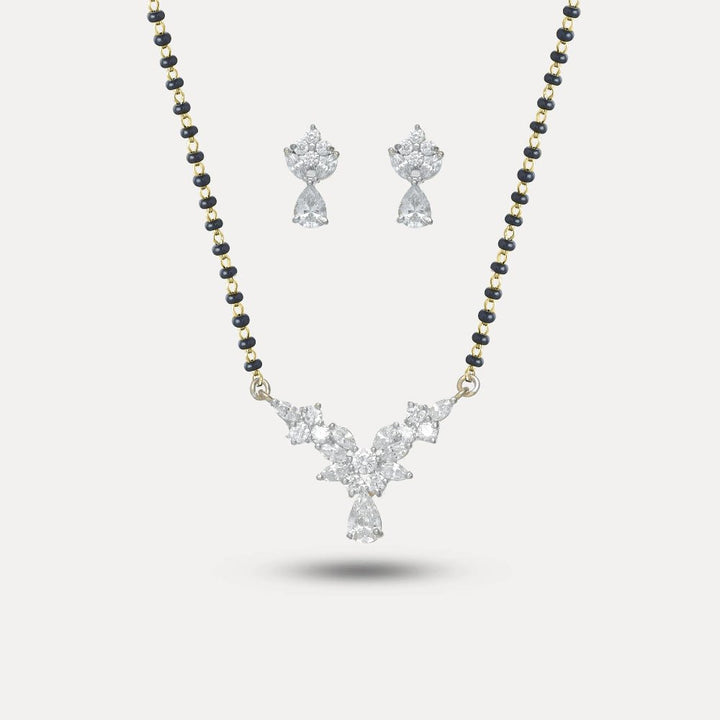 925 Sterling Golden Crystal Harmony Mangalsutra Set for Women - tassyasilver.com