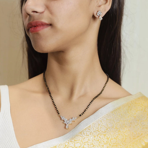 925 Sterling Golden Crystal Harmony Mangalsutra Set for Women - tassyasilver.com