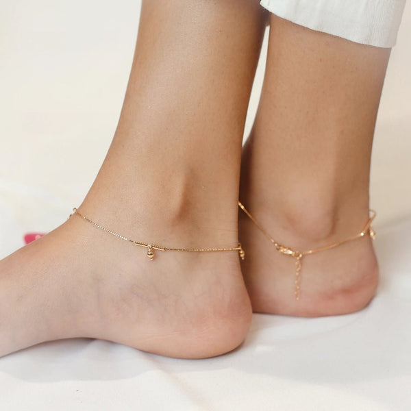 925 Sterling Golden Droplet Anklet for Women - tassyasilver.com