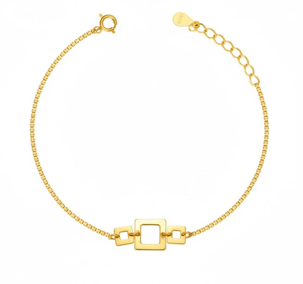 925 Silver Golden Frame Charm Bracelet