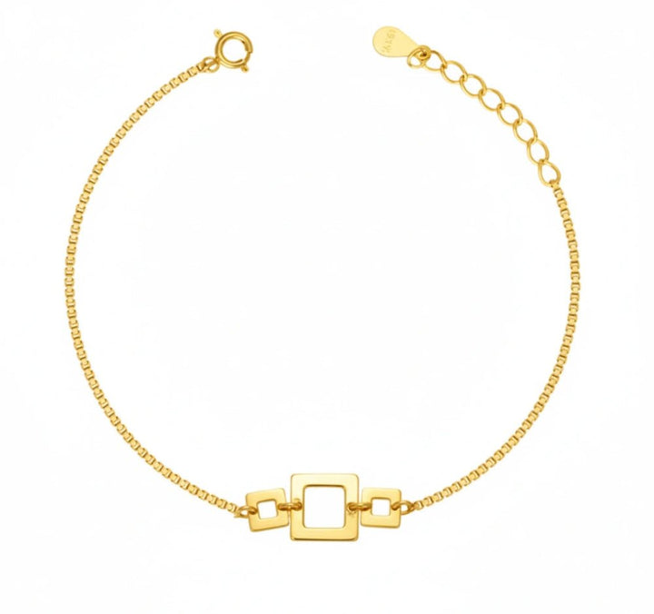 925 Sterling Golden Frame Charm Bracelet for Women - tassyasilver.com