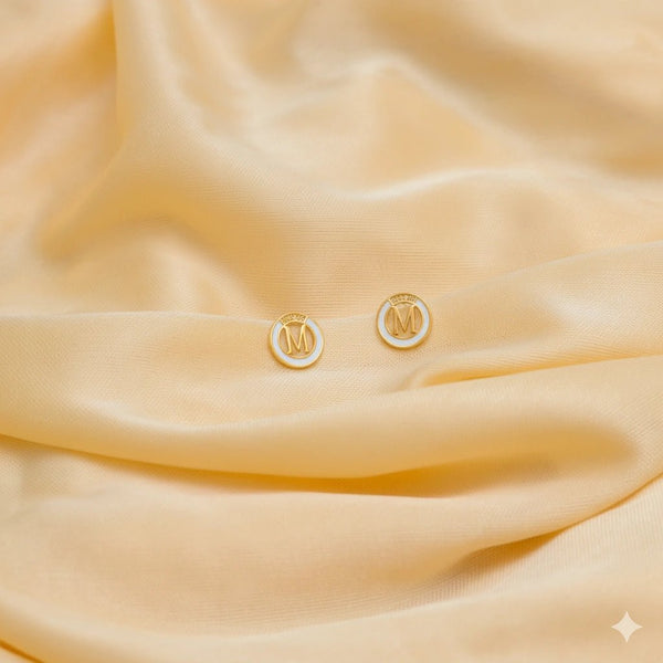 925 Silver Golden Initial M Studs for Baby