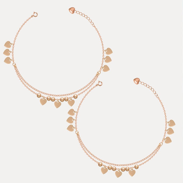 925 Silver Golden Love Charm Anklet