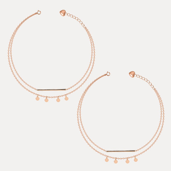 925 Silver Golden Minimal Droplet Anklet