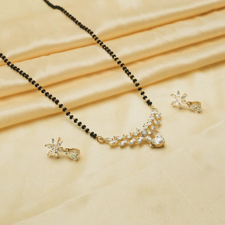 925 Sterling Golden Starlight Charm Mangalsutra Set for Women - tassyasilver.com
