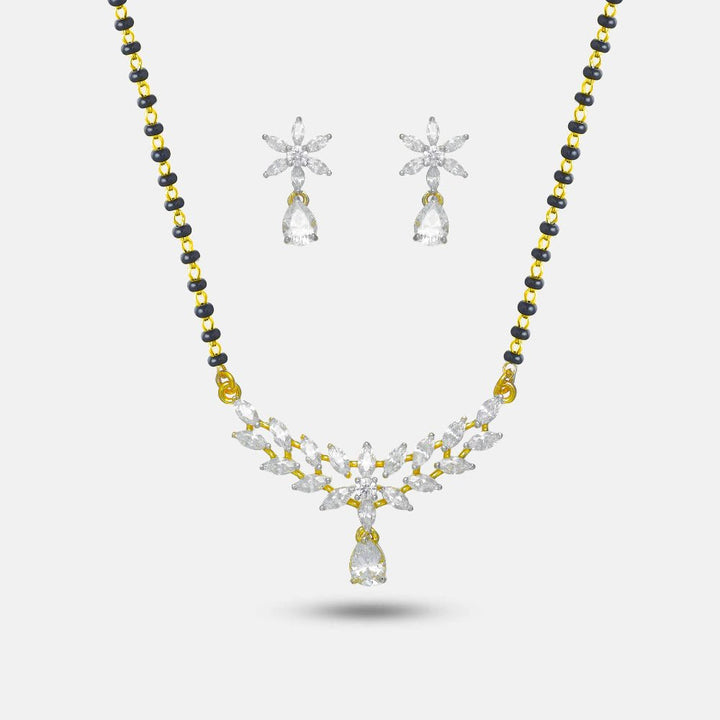 925 Sterling Golden Starlight Charm Mangalsutra Set for Women - tassyasilver.com
