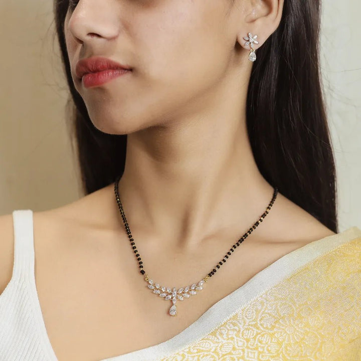 925 Sterling Golden Starlight Charm Mangalsutra Set for Women - tassyasilver.com