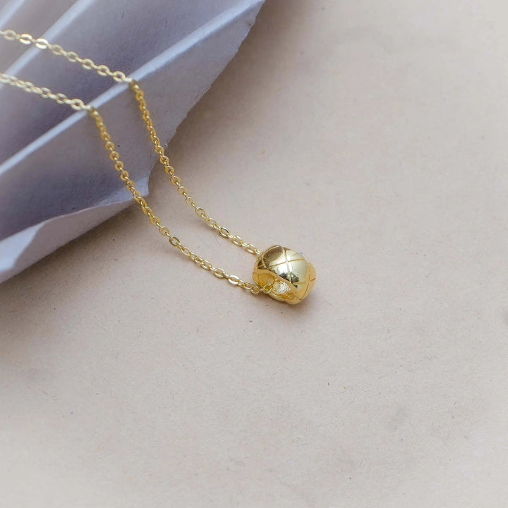 925 Sterling Golden Textured Cylinder Chain Pendant for Women - tassyasilver.com