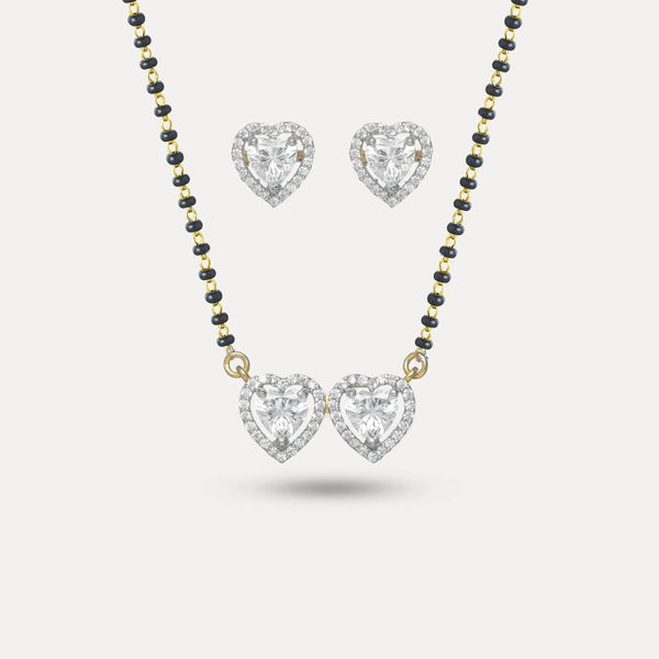 925 Silver Gold Twin Heart Mangalsutra Set
