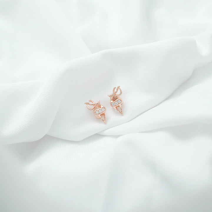 925 Sterling Rose Gold Antler Studs for Baby - tassyasilver.com