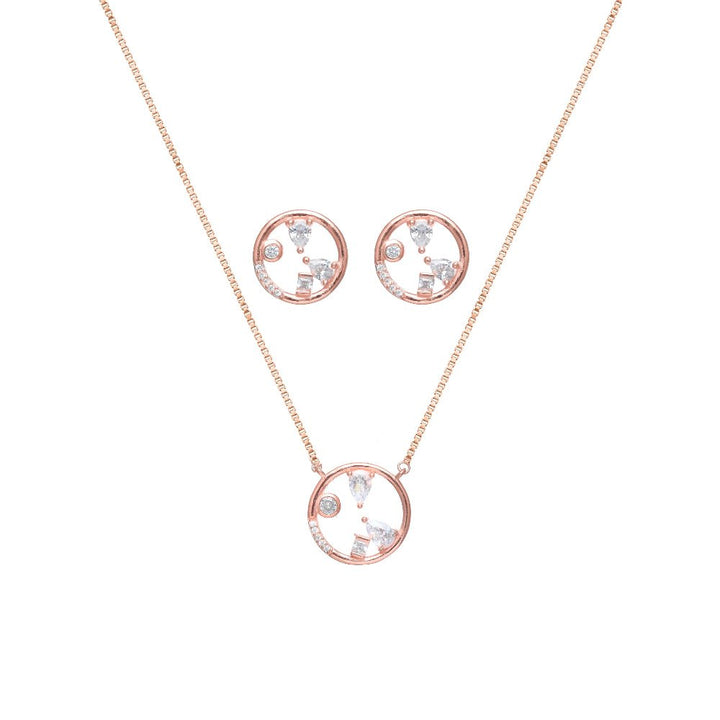 925 Sterling Rose Gold Circle Chain Pendant Top for Women - tassyasilver.com