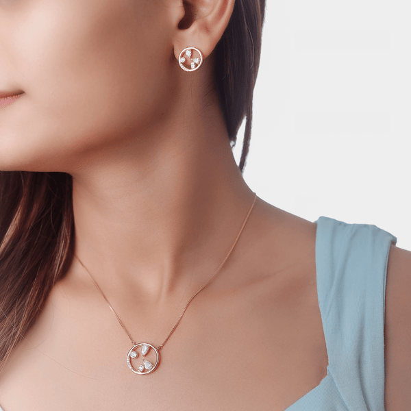 925 Sterling Rose Gold Circle Chain Pendant Top for Women - tassyasilver.com