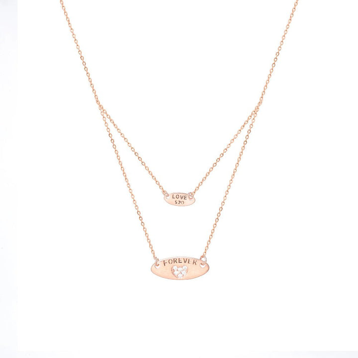 925 Sterling Rose Gold Double Layer Oval Chain Pendant for Women - tassyasilver.com