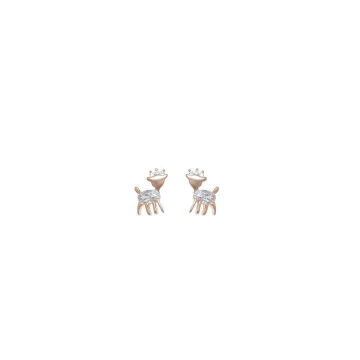 925 Sterling Rose Gold Fawn Sparkle Studs for Baby - tassyasilver.com