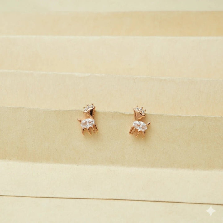 925 Sterling Rose Gold Fawn Sparkle Studs for Baby - tassyasilver.com