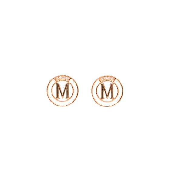 925 Silver Rose Gold "M" Initial Baby Studs