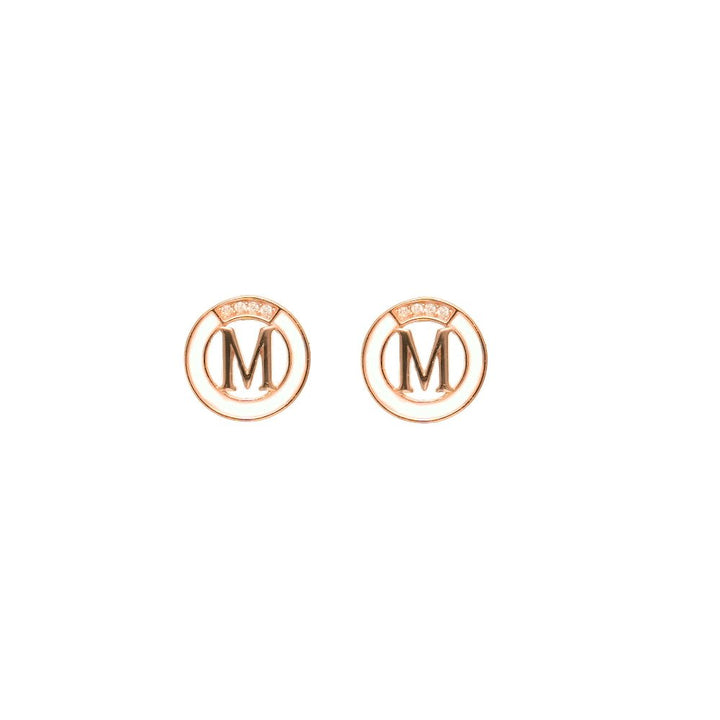 925 Sterling Rose Gold Initial M Studs for Baby - tassyasilver.com