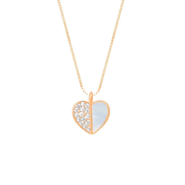 925 Silver Rose Gold Half-Glow Heart Pendant