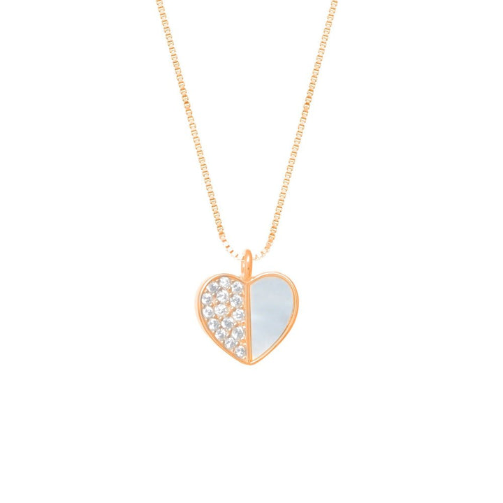 925 Sterling Rose Gold Silver Half - Glow Heart Pendant for Women - tassyasilver.com