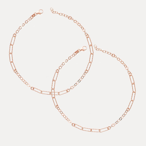 925 Silver Rosegold Chain Link Anklet