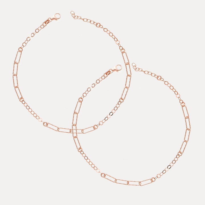 925 Sterling Rosegold Chain Link Anklet for Women - tassyasilver.com