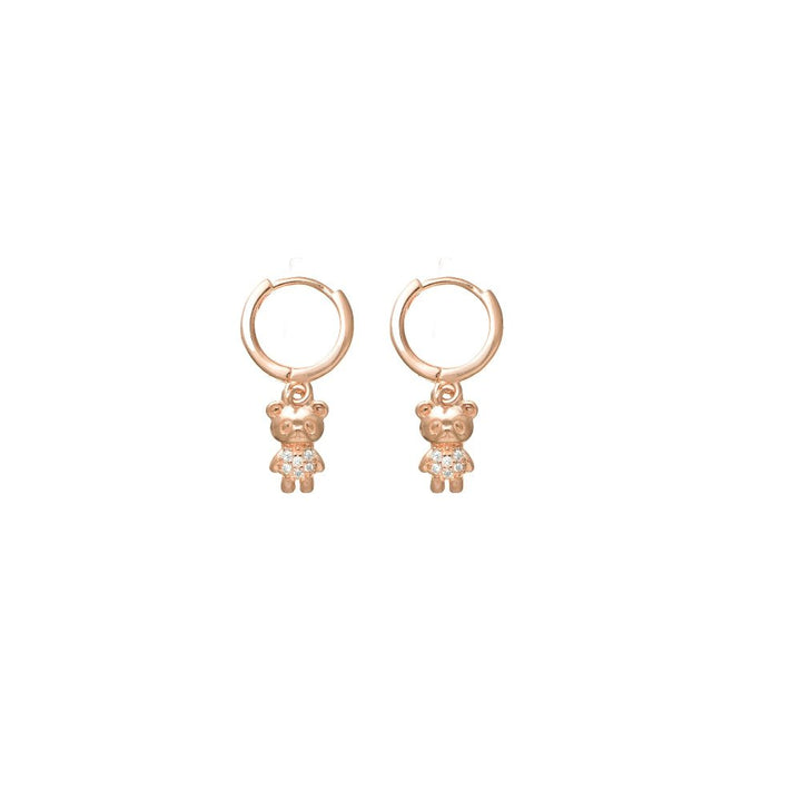 925 Sterling Rosegold Tiny Teddy Hoops for Baby - tassyasilver.com