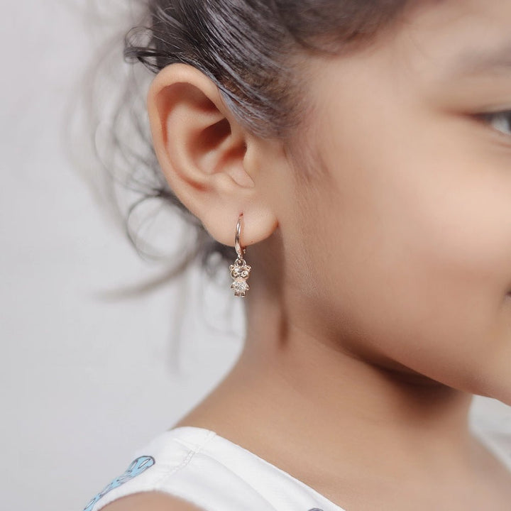 925 Sterling Rosegold Tiny Teddy Hoops for Baby - tassyasilver.com