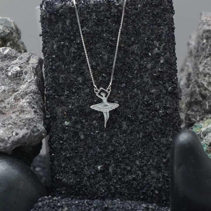 925 Sterling Silver Ballerina Sparkle Chain Pendant for Women - tassyasilver.com