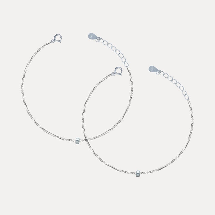 925 Sterling Silver Beaded Minimal Anklet for Women - tassyasilver.com