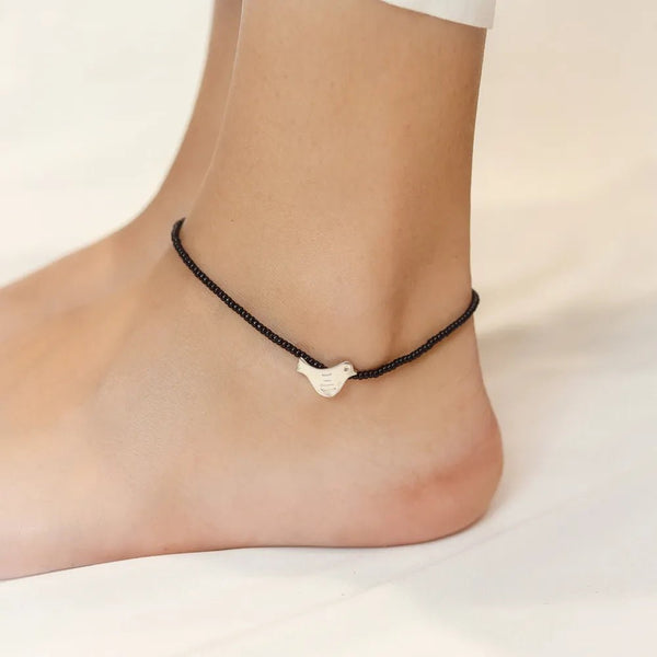 925 Sterling Silver Bird Charm Anklet for Women - tassyasilver.com