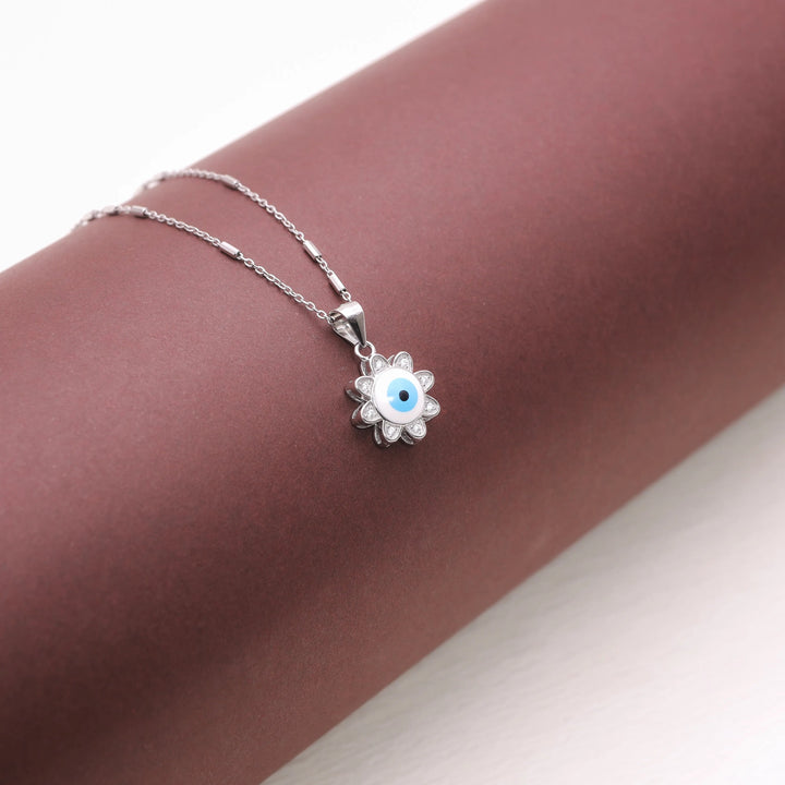 925 Sterling Silver Bloom Evil Eye Chain Pendant for Women - tassyasilver.com